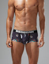 Holiday celebration|Christmas party|Winter lounging|Romantic gift|Breathable|Butt-lifting|Festive style|Body accentuation|Holiday mood|Lightweight comfort|Men's trunks|Low-rise underwear|Christmas underwear|SEOBEAN briefs|Black|Front view