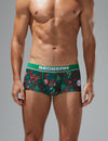 Holiday celebration|Christmas party|Winter lounging|Romantic gift|Breathable|Butt-lifting|Festive style|Body accentuation|Holiday mood|Lightweight comfort|Men's trunks|Low-rise underwear|Christmas underwear|SEOBEAN briefs|Green|Front view