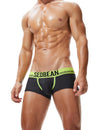 Daily wear|Summer lounging|Gym sessions|Pride events|Beachwear|Breathable|Lightweight|Mesh fabric|Coolness|Ventilation|Comfort|Minimal coverage|Men's trunks|Low-rise underwear|Mesh trunks|Sexy mesh underwear|Black|Front view2