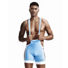 Front view of TAUWELL Fitness Bodysuit with Comfort Fit feature in Sky Blue.