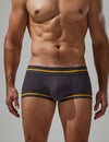TAUWELL Low Rise Single Stripe Boxers men's breathable underwear in dark gray, front view