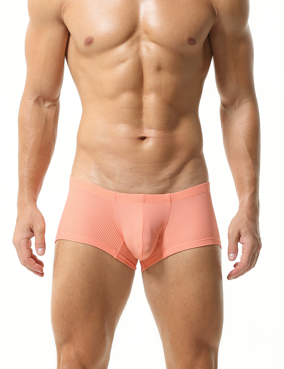Gym workout|Sports training|Running sessions|Fitness routines|Athletic fit|Breathable|Supportive waistband|Moisture control|Muscle support|Freedom of movement|Daily activity|Men's trunks|Sport underwear|Low-rise trunks|TAUWELL trunks|Orange|Front view